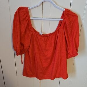 Old Navy Bright Red Puff Sleeve Blouse